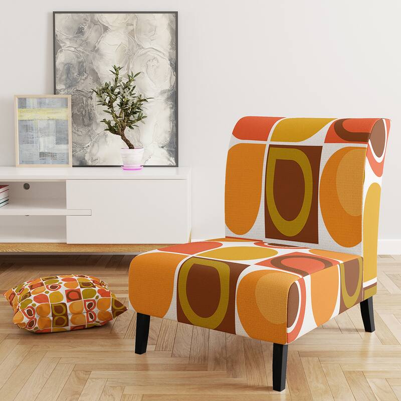 Designart "Abstract Retro Geometric Pattern VI" Upholstered Mid-Century Accent Chair - Arm Chair