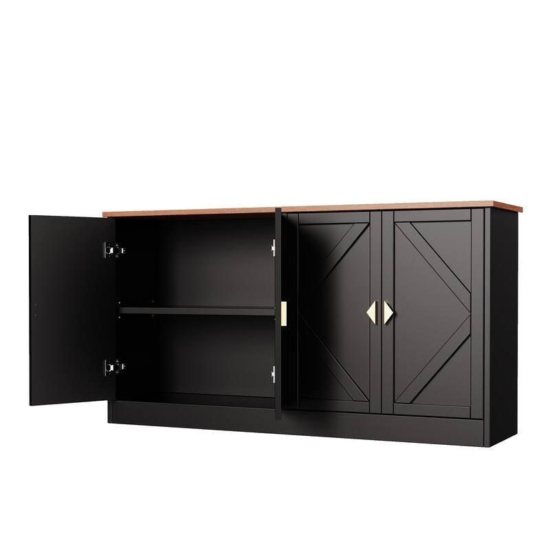 Modern 59" Sideboard, Accent Cabint Credenza TV Stand with Adjustable Shelves