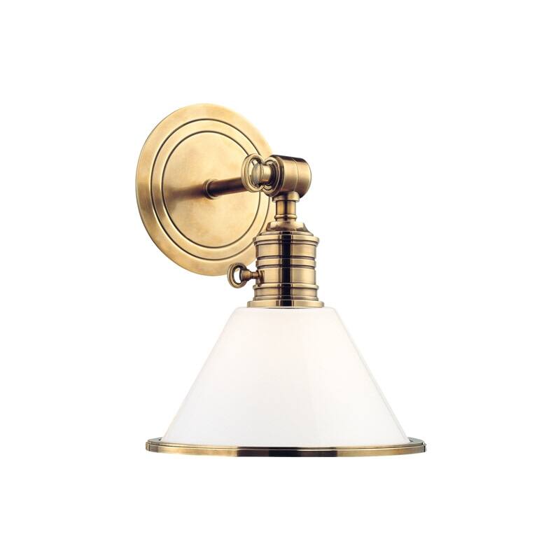 Hudson Valley Lighting Garden City 11" Tall Wall Sconce with White - Aged Brass