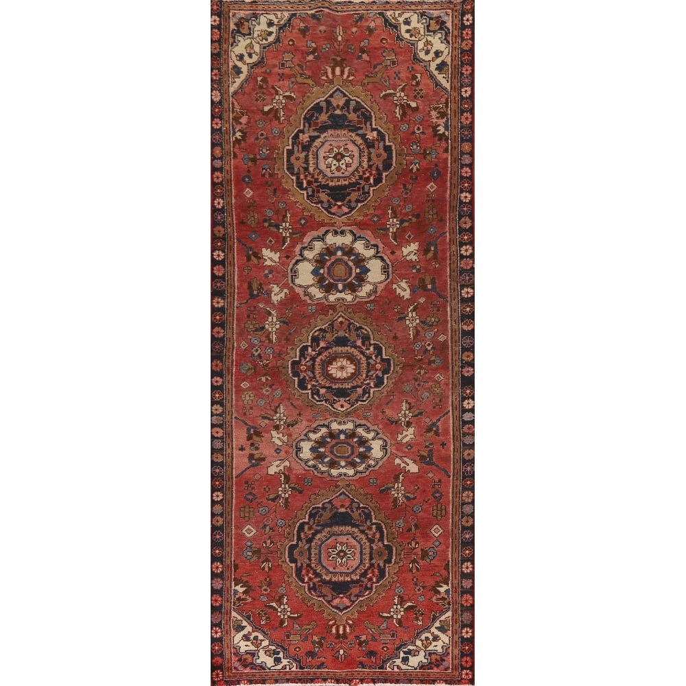 Pink Tabriz Persian Vintage Runner Rug Hand-knotted Wool Carpet - 3'2"x 10'0"