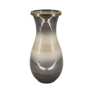 Sagebrook Home Glass Vase with Metal Accent - Elegant Decor Accent Piece