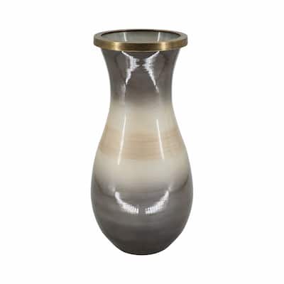 Sagebrook Home Glass Vase with Metal Accent - Elegant Decor Accent Piece