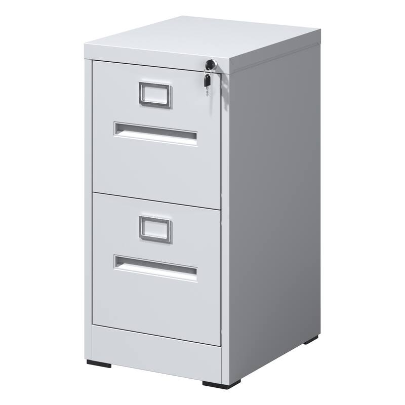 Modern 2-Drawer Narrow Filing Cabinet, Vertical Filing Cabinet with Lock and Anti-Tilt Function, for Home Office