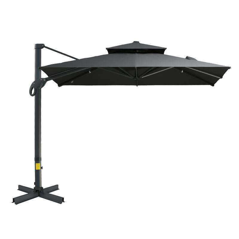 Outdoor Patio Umbrella, Hanging Cantilever Umbrella with Cross Base 360 Degree Rotation, for Deck Lawn Backyard and Pool