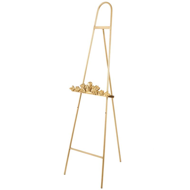 Gold Metal Arched Foldable Tabletop Easel with Vine Emblem
