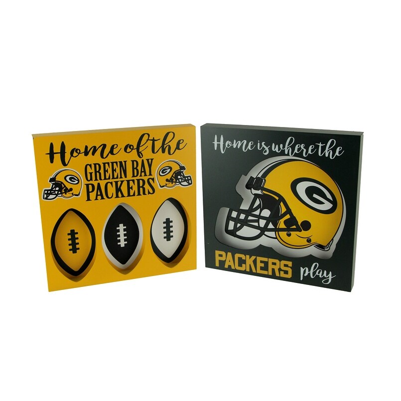 Shop Nfl Green Bay Packers Cut Out Helmet And Football Shapes Wall Hangings Multicolored 11 75 X 11 75 X 1 25 Inches On Sale Overstock 28608699