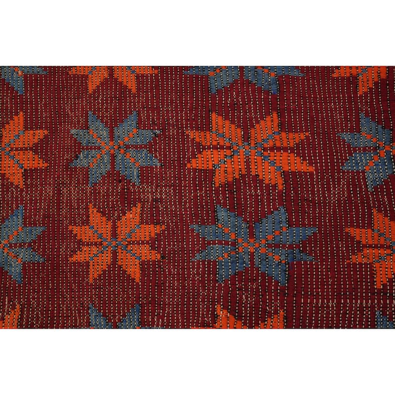 Hand Woven Oriental 100% Wool Carpet Southwestern Tribal Red Kilim Area Rug - 7' 5'' X 5' 8''