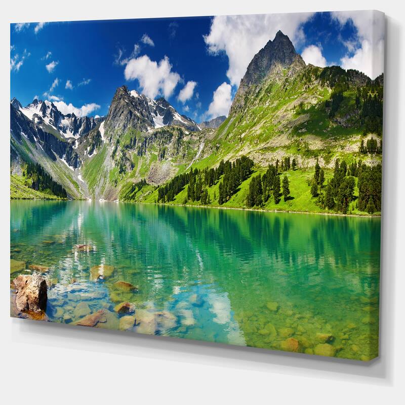 Designart - Bright Day Mountain Lake Photography Canvas Art Print