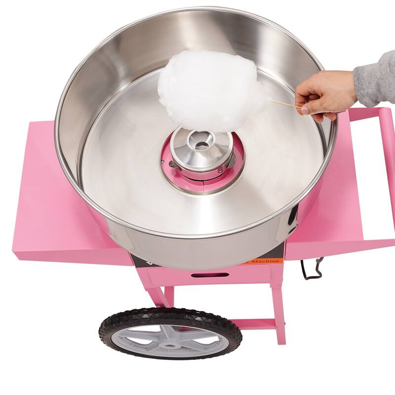 Electric Cotton Candy Machine with Cart, 1000W Commercial Floss Maker with Stainless Steel Bowl