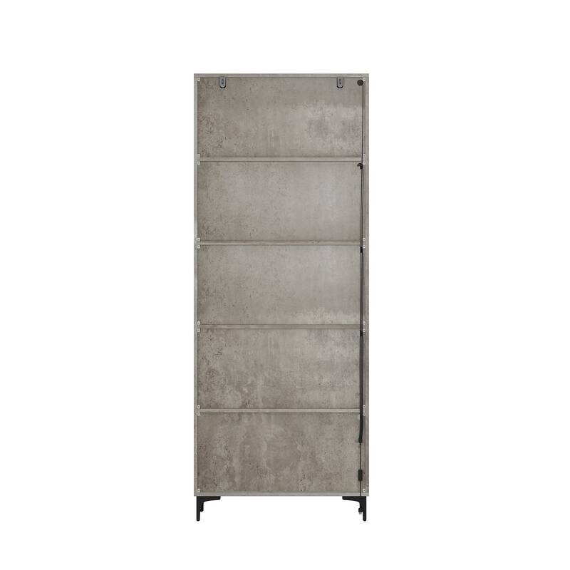 Kitchen Pantry Cabinets 5-Tier Tall Storage Cabinet with Glass Doors