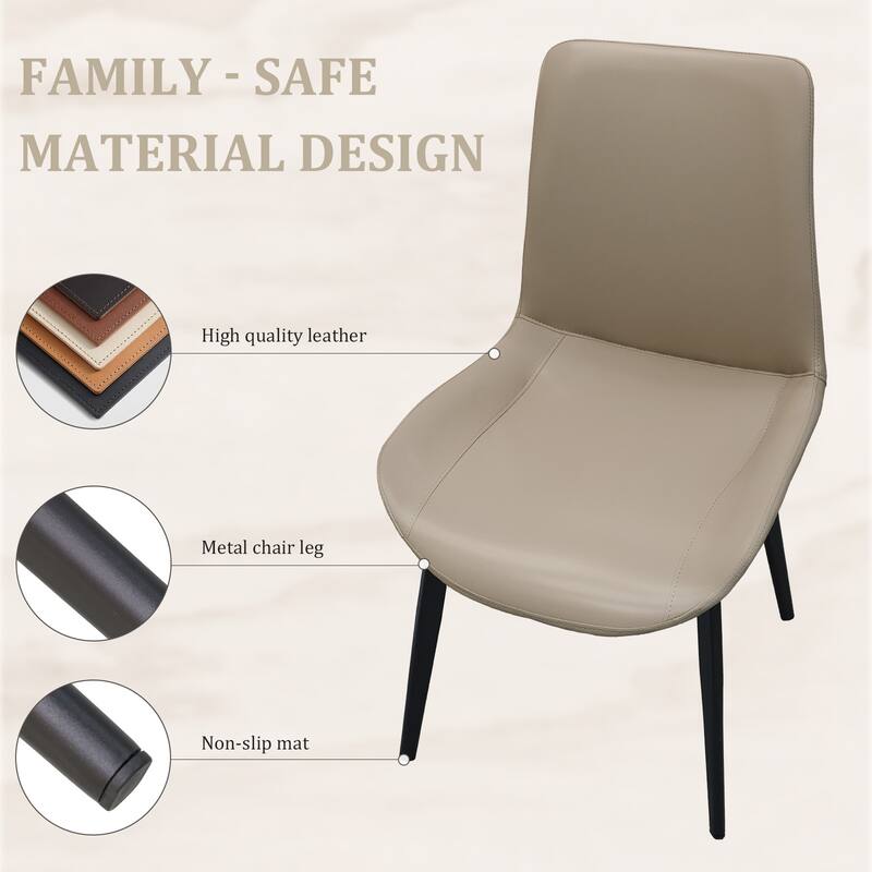 Leather Dining Chair Tan Side Chair Coffee Chair Lounge Chair Kitchen Chair Set of 4 Office Chair with Metal Legs