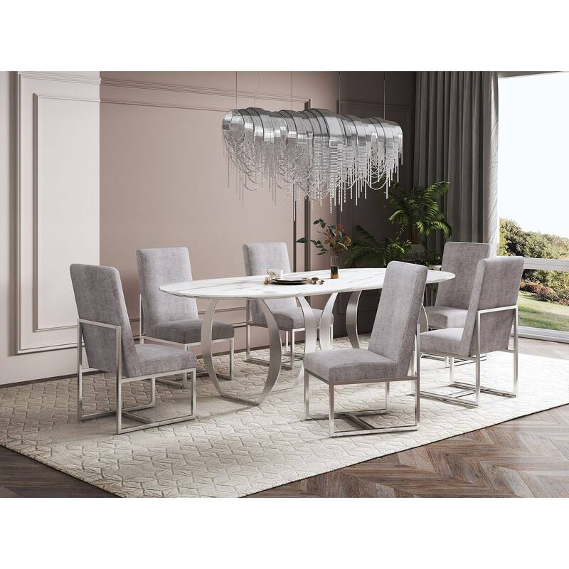 Element Blue Velvet Dining Armchair (Set of 2) - Steel