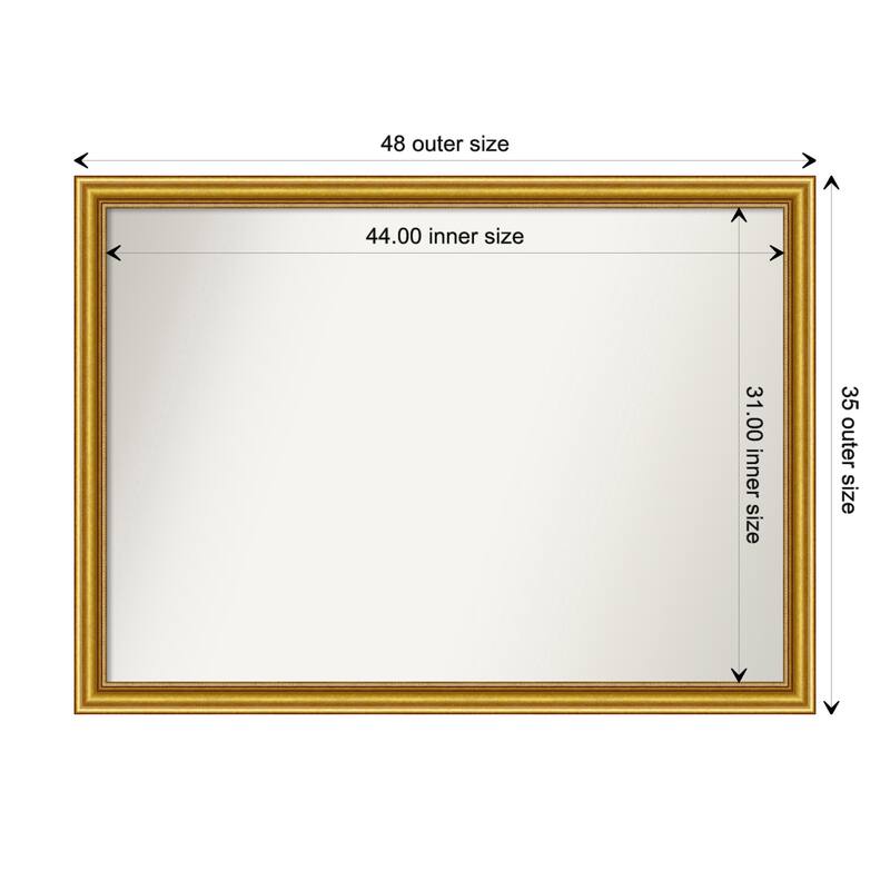 Townhouse Gold Framed Non-Beveled Custom Wall Mirror, Bathroom Vanity Mirror - Outer Size: 47.75 x 34.75