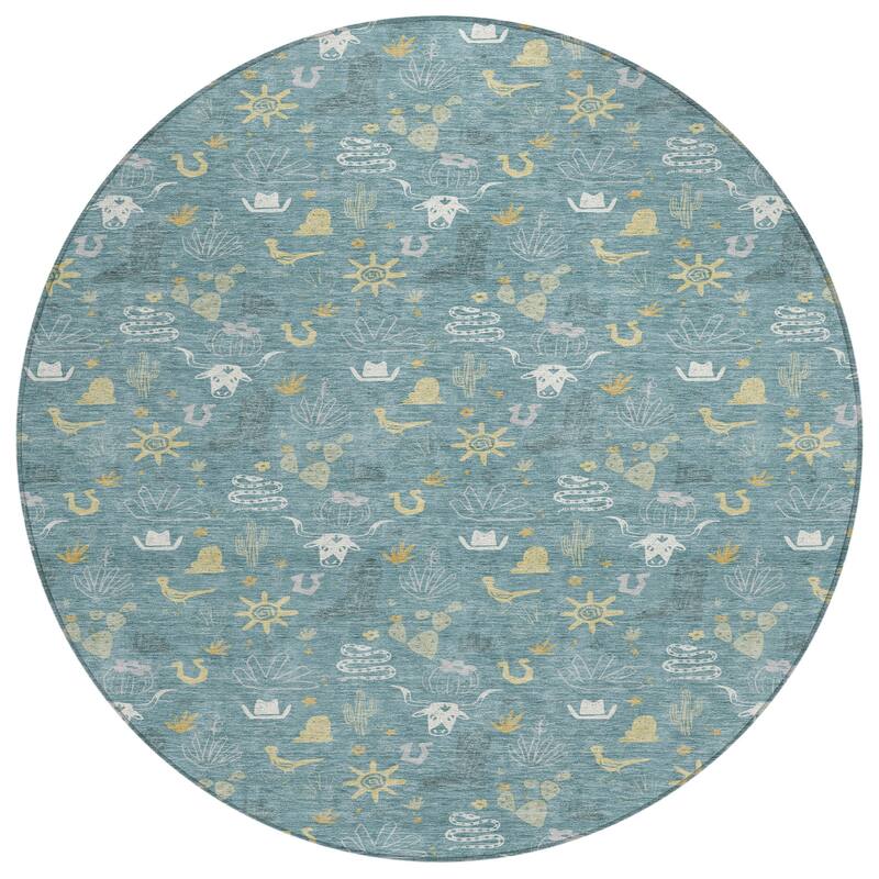 Machine Washable Indoor/ Outdoor Cowboy Ranch Chantille Rug