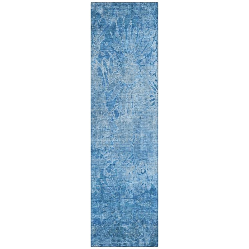 Machine Washable Indoor/ Outdoor Modern Floral Chantille Rug
