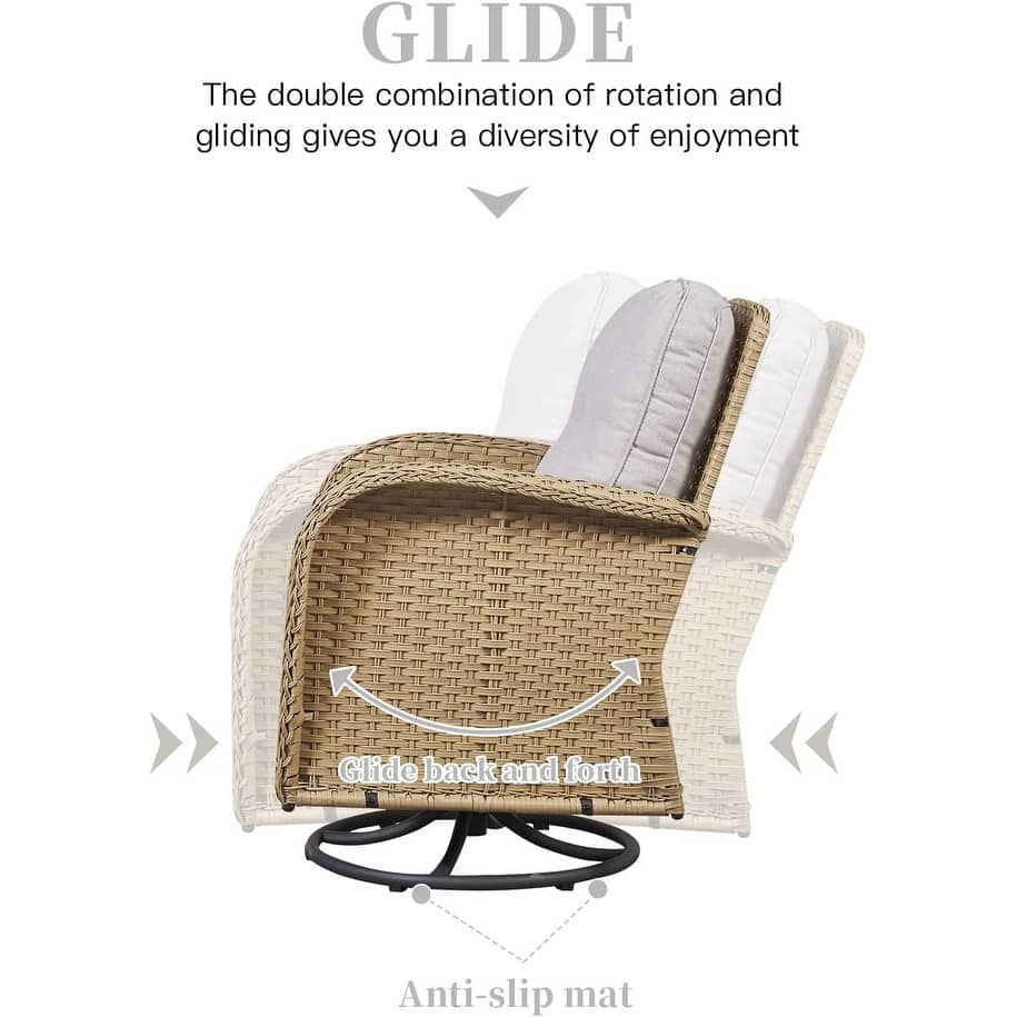 Outdoor Loveseat Sofa Table With Swivel Rocking Chair Furniture Set