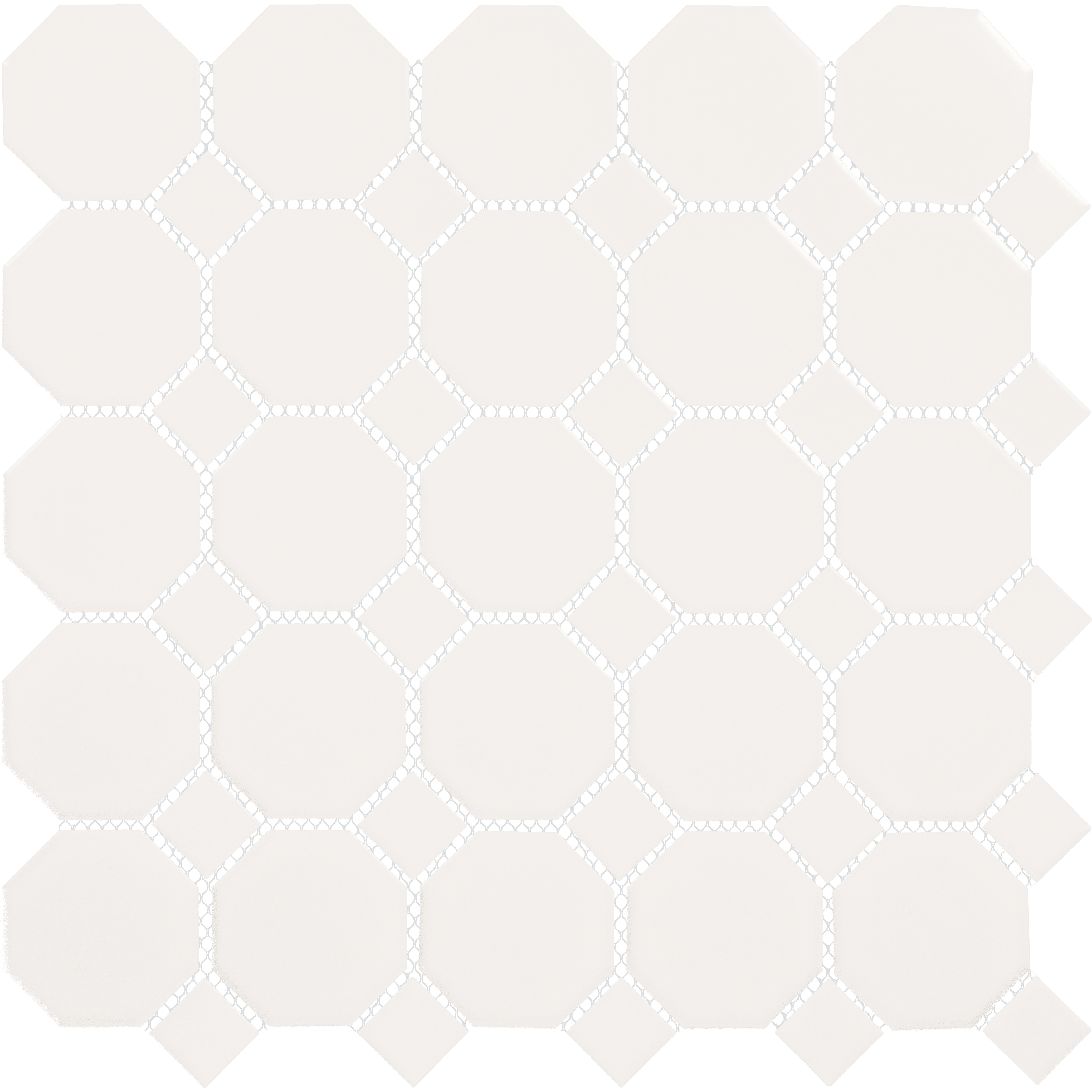 Daltile Octagon and Dot 2 x 2 Ceramic Mosaic Wall & Floor Tile in White/White, 10PK - 12x12