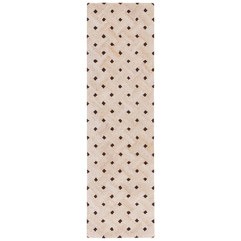 SAFAVIEH Handmade Genre Sakura Mid-Century Modern Wool Rug - 2'3" x 8' Runner - Light Brown/Ivory