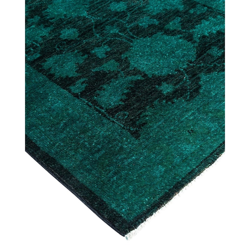 Overton Hand Knotted Wool Vintage Inspired Modern Contemporary Overdyed Black Runner Rug - 2' 5" x 17' 9"