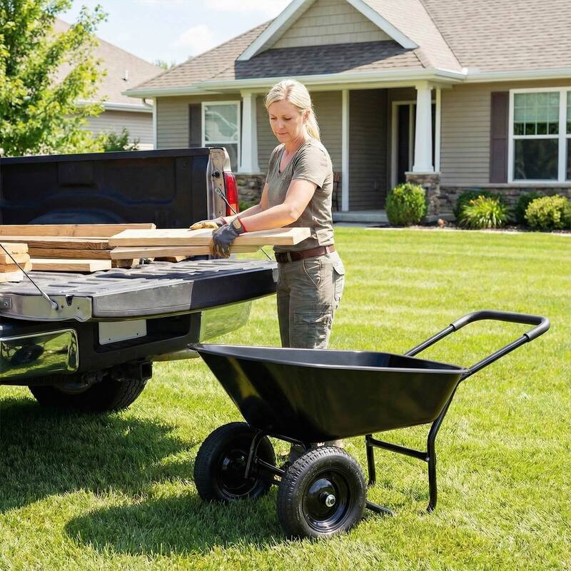 Costway 2 Tire Wheelbarrow Cart Heavy-duty Dolly Utility Cart