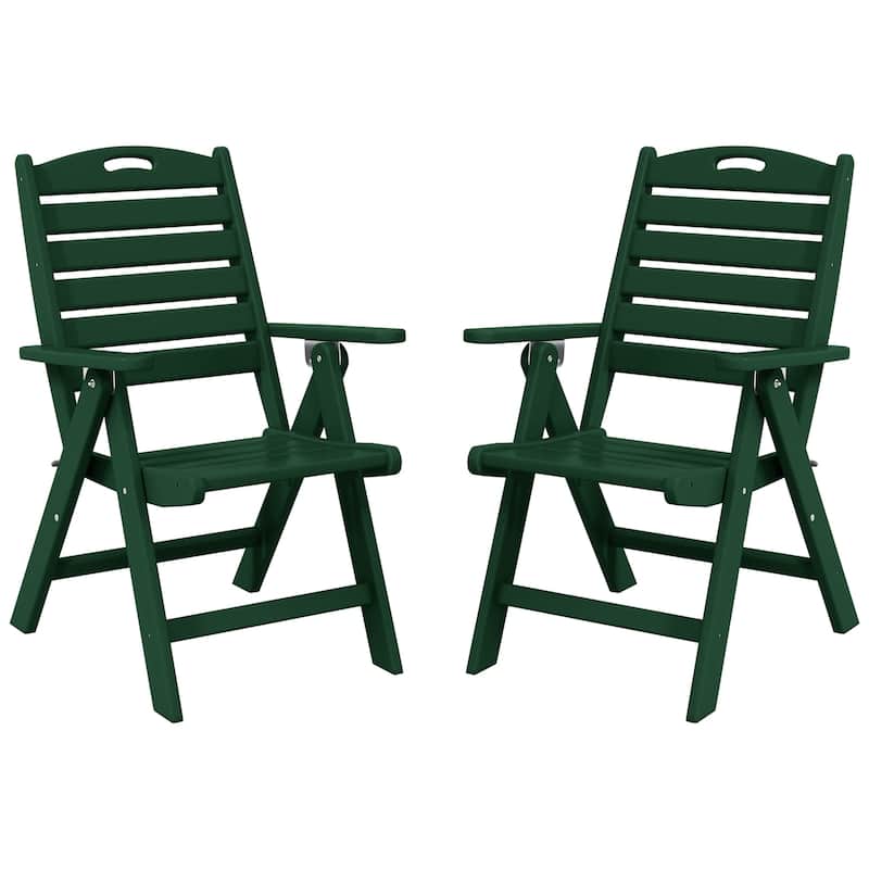Coastline Patio Folding Highback Dining Chair Set of 2 - Dark Green
