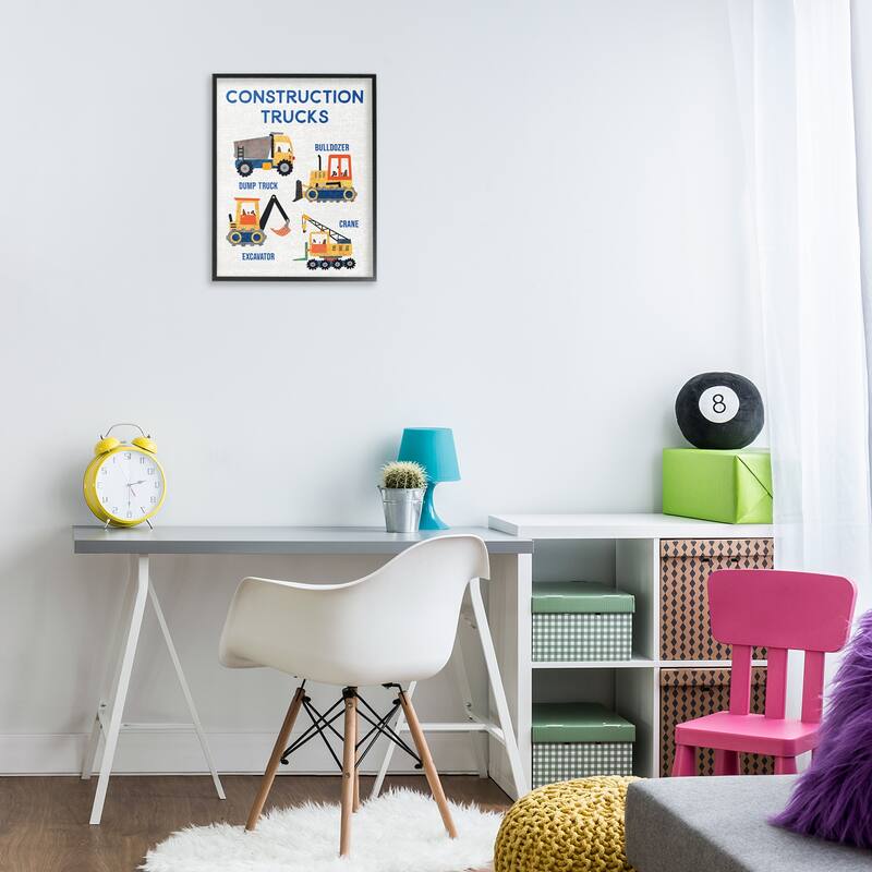 Stupell Educational Construction Trucks Framed Giclee Art Design By Conrad Knutsen