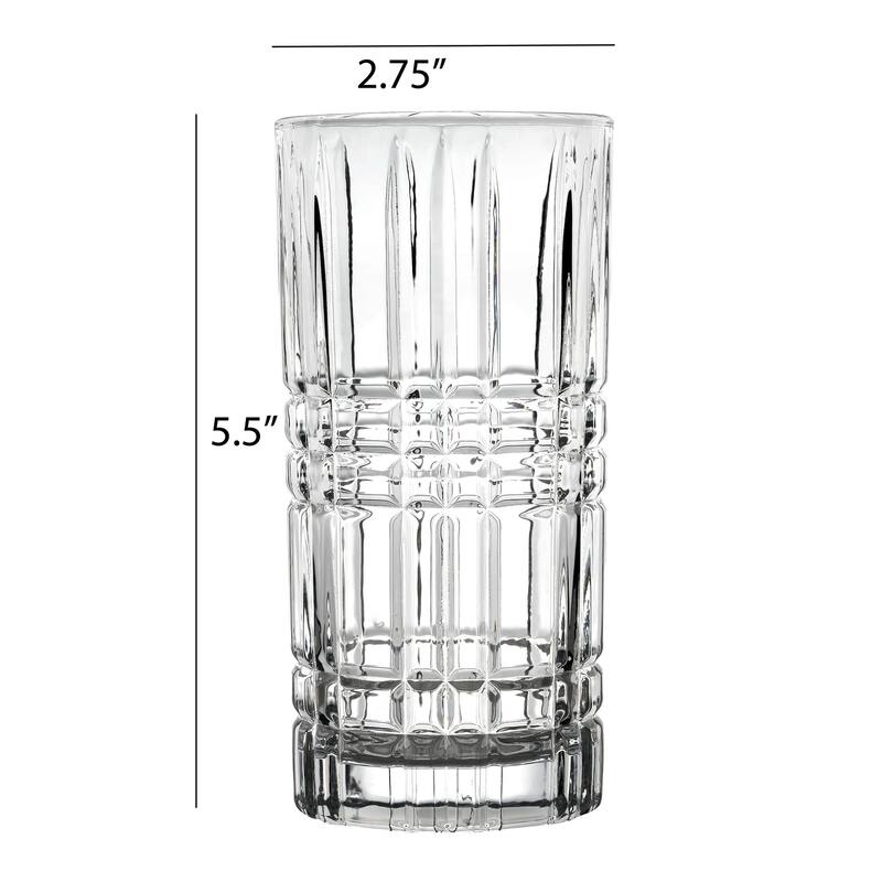Lorren Home Trends 12 OZ Drinking Glass-Textured Cut Glass, Set of 6