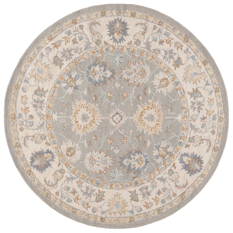 Martha Stewart Handmade Narcisse Contemporary Wool Rug - 6' Round - Grey/Ivory