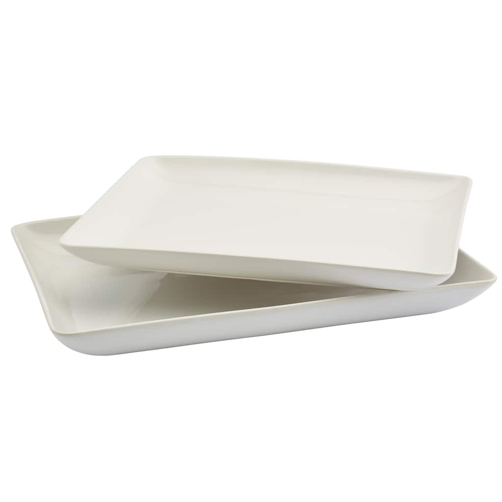 Denmark 2PC White Rectangular Platter Set - Blanc de Blanc Collection