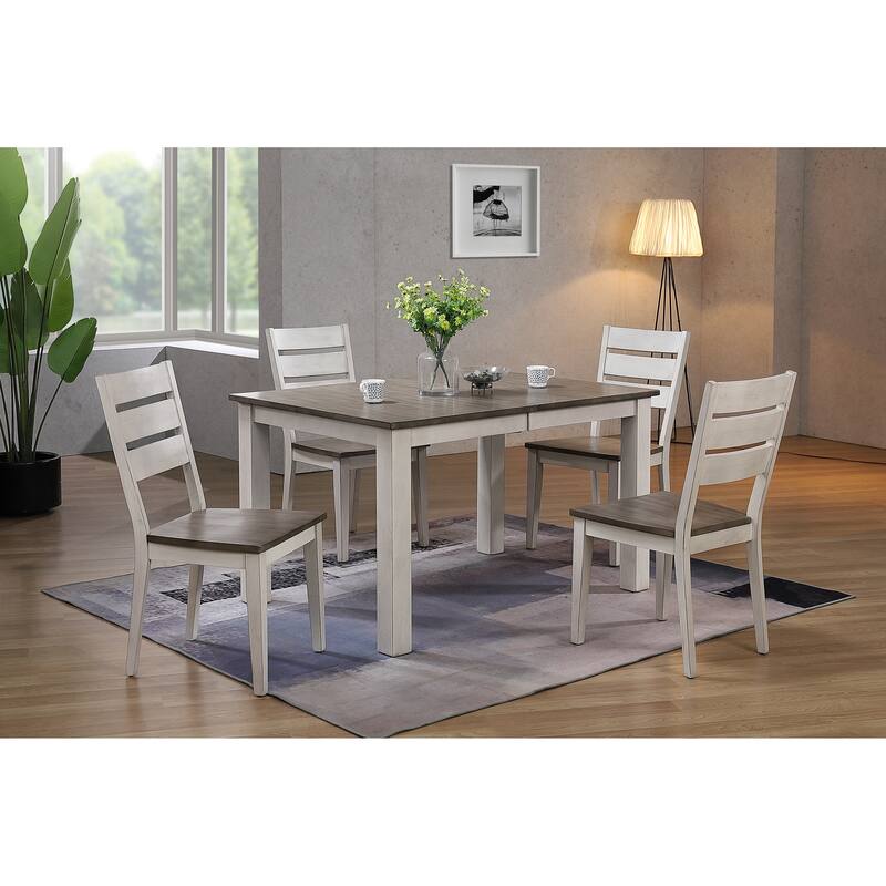 Parsons Ash & Stormy White Contemporary Ladderback 5-Piece Dining Set