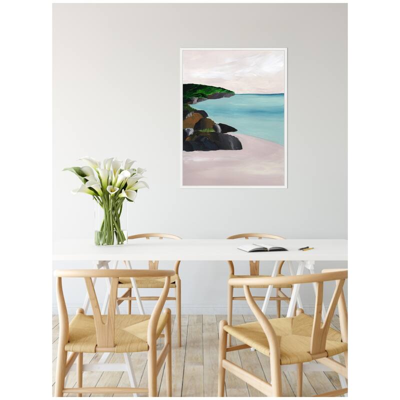 Kate and Laurel Sylvie Seascape Framed Canvas by Nikita Jariwala