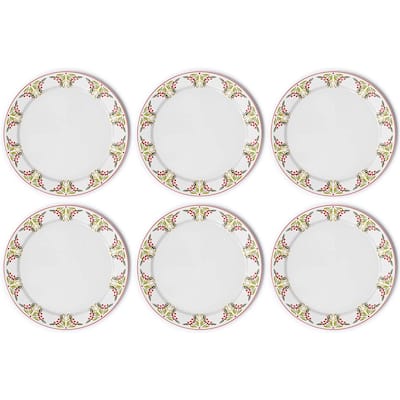 American Atelier Bargello Plates Set of 6 Holiday Themed - 10 Inch