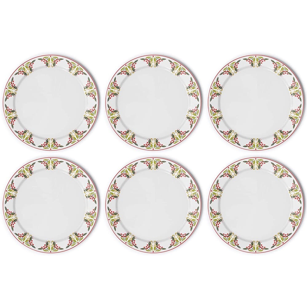 American Atelier Set of 6 Bargello Holiday Themed Plates - 10-inch