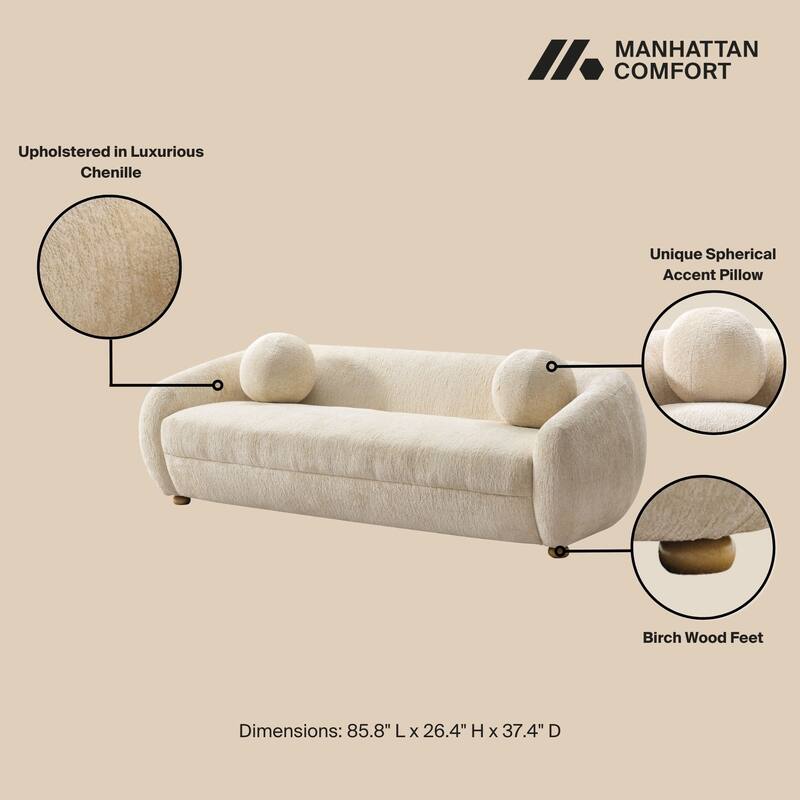 Manhattan Comfort 3 Piece Modern Tribeca Chenille Sofa Set