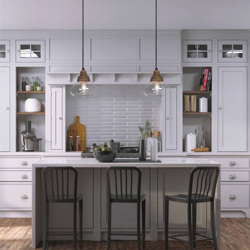 Modern Farmhouse 1-Light Bowl Glass Kitchen Island Pendant Lights for Dining Room - 7.5"Dx7.5"H