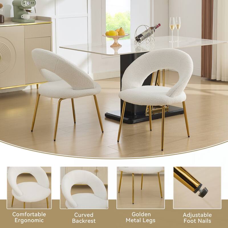 Set of 1 Teddy Fabric Dining Chairs