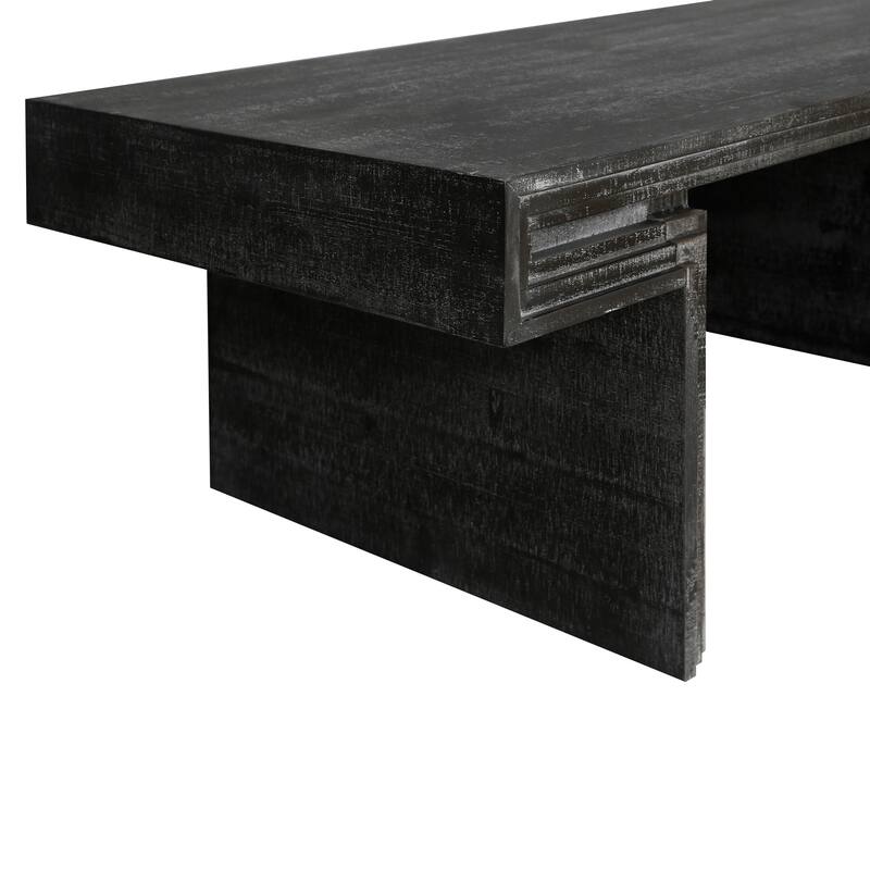 American Retro Industrial Style Reclaimed Wood Coffee Table with Double Sided Open Shelves, for Living Room and Office