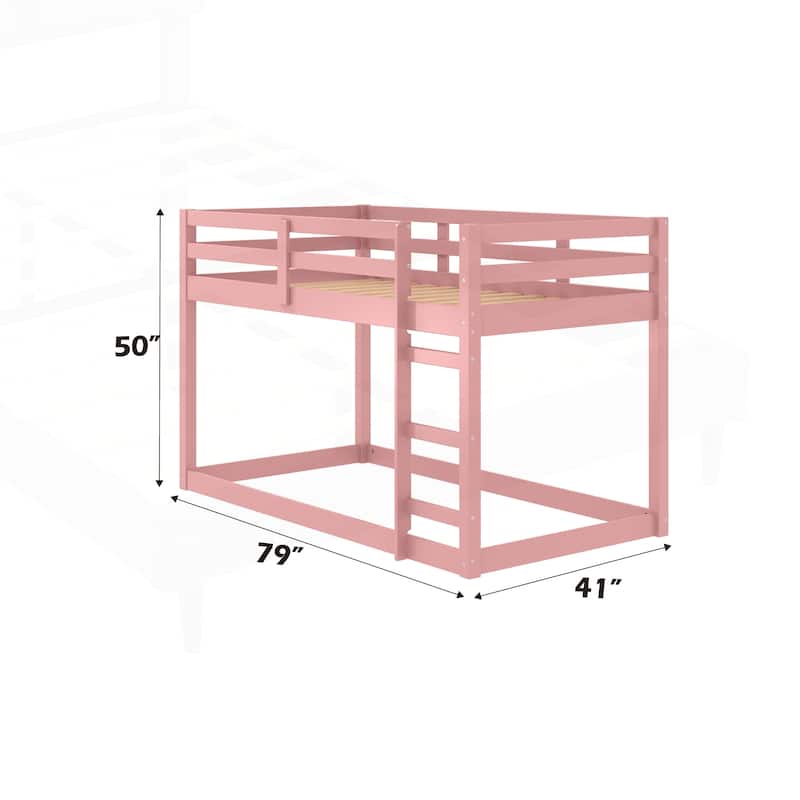 Versatile Wooden Twin Loft Bed with Integrated Slats and Guard-Rail