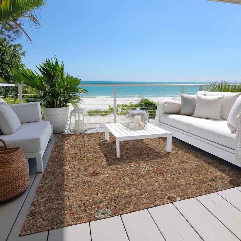 Machine Washable Indoor/ Outdoor Traditional Persian Chantille Rug