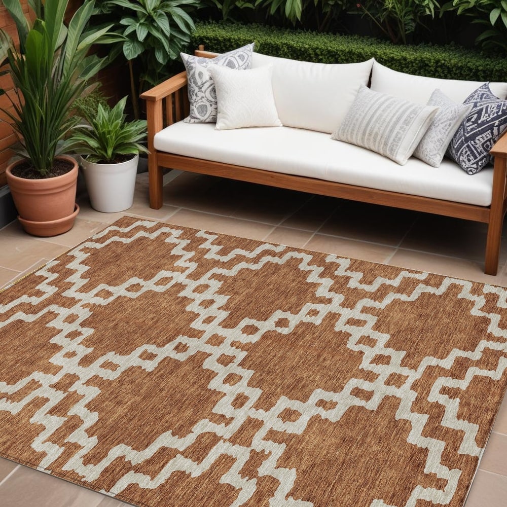 HomeRoots Geometric Transitional Rectangle Outdoor Rug