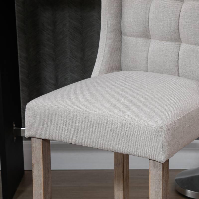 HOMCOM Modern Bar Stools Set of 2 with Tufted Upholstered, Pub Chairs with Back, Rubber Wood Legs for Kitchen, Dinning Room