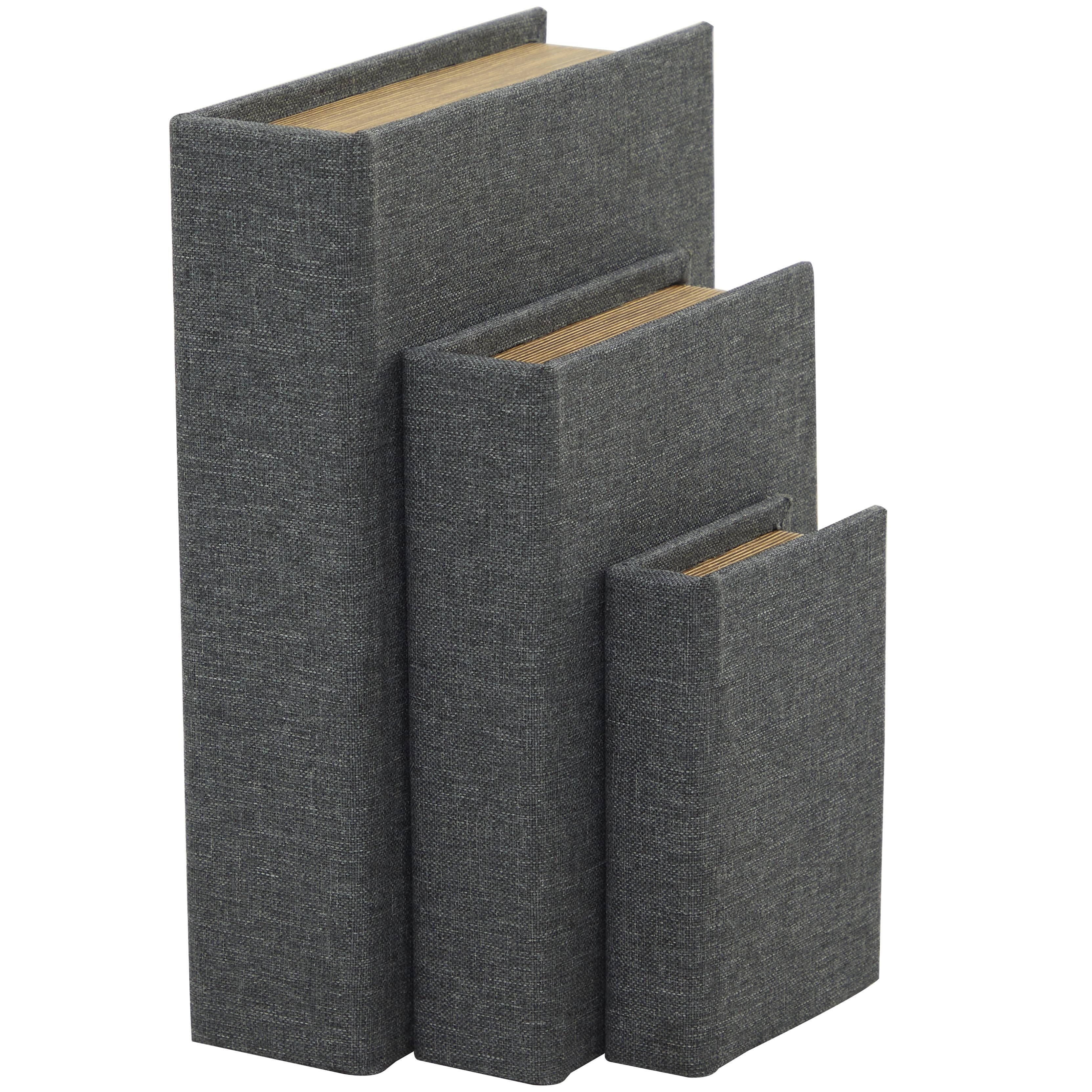 Roche River Decor - Linen Fabric Chevron Patterned or Texxtured Faux Book Storage Box - Set of 3 or 4 Multi-Colored