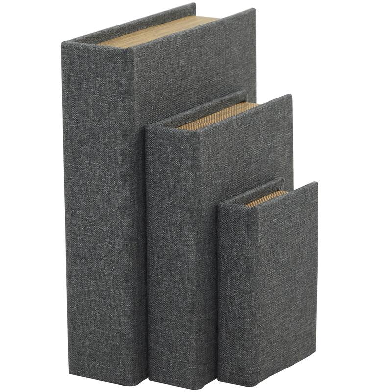Roche River Decor - Linen Fabric Chevron Patterned or Texxtured Faux Book Storage Box - Set of 3 or 4 Multi-Colored