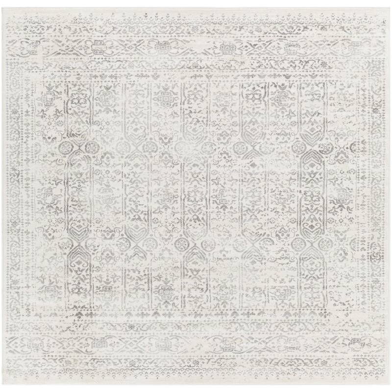Livabliss Roma Vintage Traditional Area Rug - Cream/Grey - 6'7" x 6'7" Square
