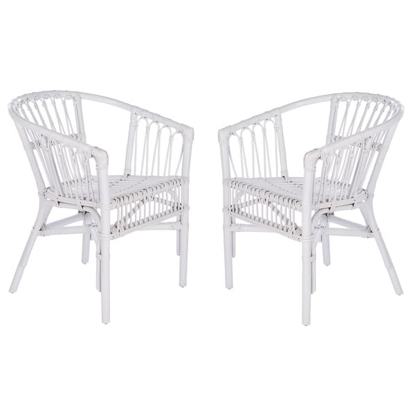 slide 4 of 16, SAFAVIEH Adriana Rattan Accent Chairs (Set of 2) - 22.8" W x 23.6" L x 30.3" H White