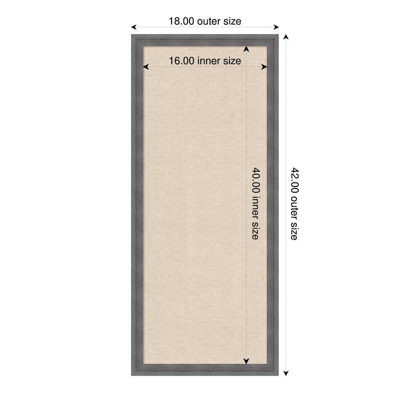 Amanti Art Framed Fabric Pinboard Natural Linen Printed Bulletin Board - Board Size 16 x 40 - Dixie Blue Grey Rustic