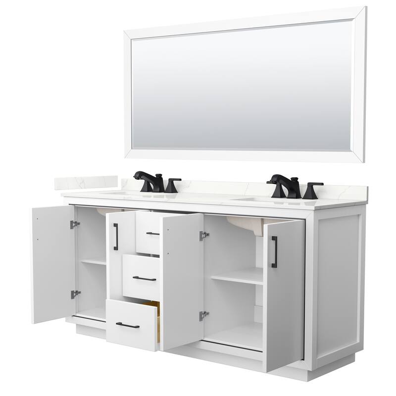 Icon 72-inch Double Vanity, Quartz Top, 70-inch Mirror