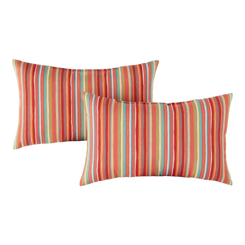 Greendale Coastal Stripe Outdoor Accent Pillow (Set of 2) - Watermelon Stripe