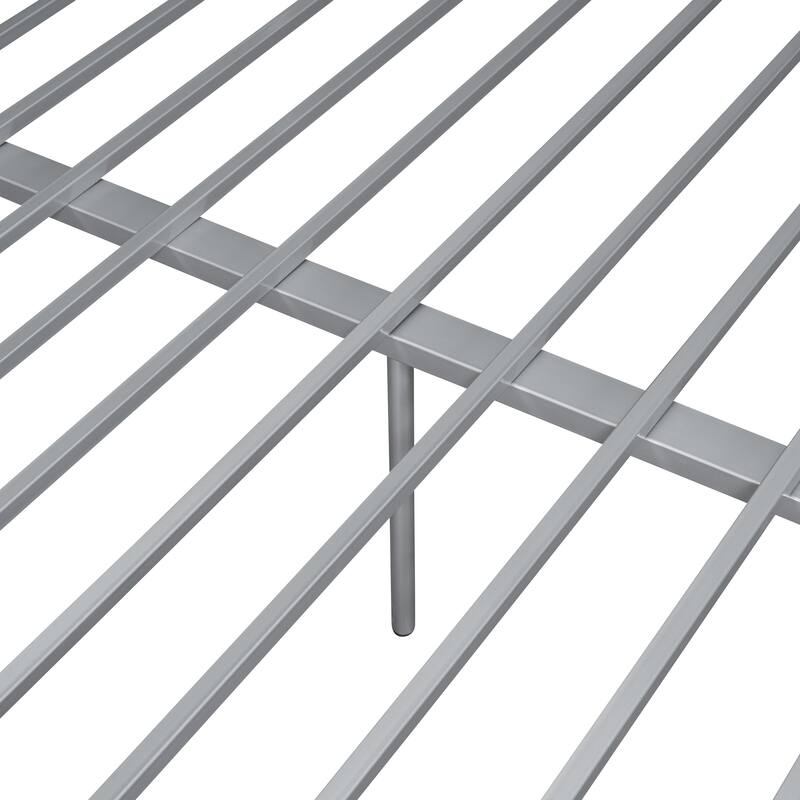 Full XL Over Queen Metal Bunk Bed with Chrome Finish - Sturdy Iron Frame, Space-Saving Design