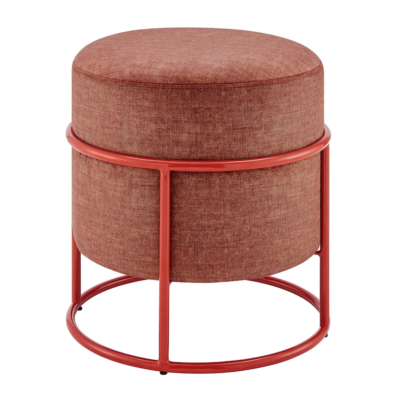 NPD Furniture Ophelia Velvet Round Ottoman with Metal Frame - Padburry Coral